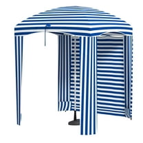 Beach Umbrella 5.8' Cabana, Blue White Stripe, Portable Sun Shelter with Vented Windows & Carry Bag
