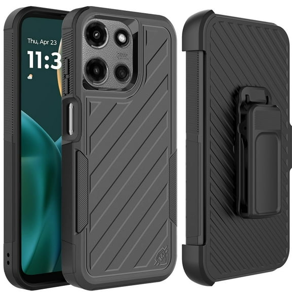 Case for Motorola Moto G Stylus 5G 2025 Rugged 2in1 Armor Combo Belt Clip Holster, Non-Slip Tough Hybrid lined Shockproof Case, XPM Phone Cover fit Moto G Stylus 5G 2025 [Black / Black]