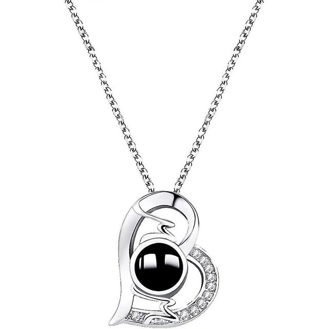 Collar de proyección con imagen en el interior JINMJMXG regalo conmemorativo de corazón personalizado plata
