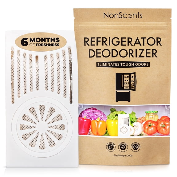 NonScents Refrigerator Deodorizer - Odor Eliminator for Fridge & Freezer - Outshines Baking Soda