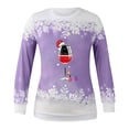 thumbnail image 3 of Sharpies Hauts Grande Taille pour Femmes, T-Shirt Imprimé Mode Ample, Blouse à Manches Longues, Col Rond Hauts Décontractés/violet,(L), 3 of 3