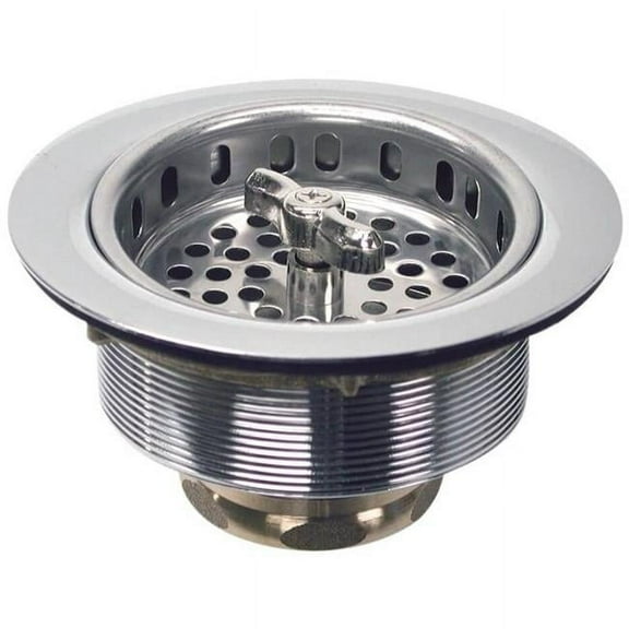Twist Tight Kitchen Sink Strainer Assembly, 3.5 in., Stainless Steel, Chrome Plated