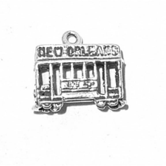 Sterling Silver 16" .8mm Box Chain New Orleans Street Car Pendant Necklace