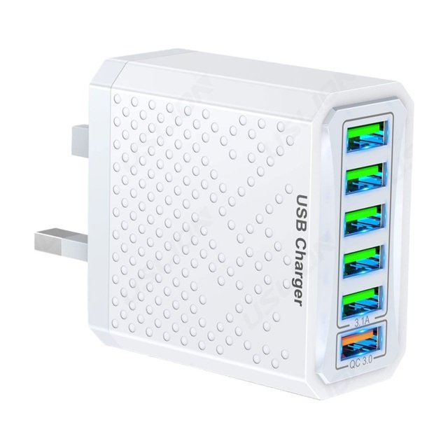 6 Ports USB Charger 3.1A Fast Charger 6 in 1 Multi Charger US Plug Charger Adapter