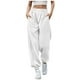 thumbnail image 1 of Pantalones deportivos de mujer con cordón, color liso y bajos fruncidos - Pantalones informales para hacer ejercicio/uso diario - Poliéster - Tallas S-XXXL, 1 of 3