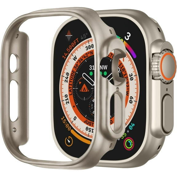 Compatible for Watch Ultra Case 49mm, Shockproof Ultra-Thin Hard PC Bumper Case All-Around Edge Protective Cover Frame[NO Screen Protector] for iWatch Ultra/Ultra 2 Accessories, Orange Titanium 49mm
