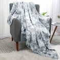 thumbnail image 2 of Double-Sided Faux Fur Throw Blanket - Plush Velvety Soft Material - Luxury Softness & Warmt Gray 50 x 60 Inch, 2 of 7