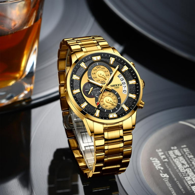 NIBOSI Watch Men Top Luxury Brand Gold Sport Waterproof Quartz Watches Mens Chronograph Date Male Clock Relogio Masculino
