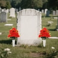 thumbnail image 5 of olkpmnmk Artificial Cemetery Flowers, Artificial Realistic Grave Flowers Bouquets, Memorial Rose Flowers, UV Resistant Memorial Day Flowers for Cemetery Headstones Gravesites Decoration, Red, 5 of 6