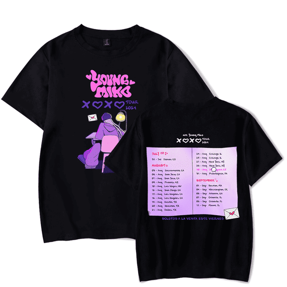 Young Miko Merch Xoxo Tour 2024 T-Shirt Men Women Fashion t shirt Men Women Rapper Cool Summer Short Sleeve Shirt Casual Streetwear Top Tee
