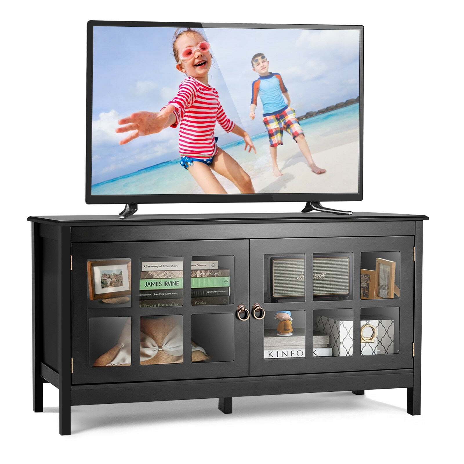for TVs up to 50 100cm mahara Black Glass TV Stand 
