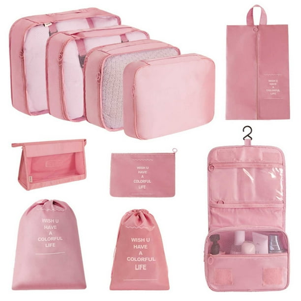 Cubos de embalaje para viajes Juego de 10 cubos de viaje Organizador de maleta plegable Bolsa de almacenamiento de equipaje ligera