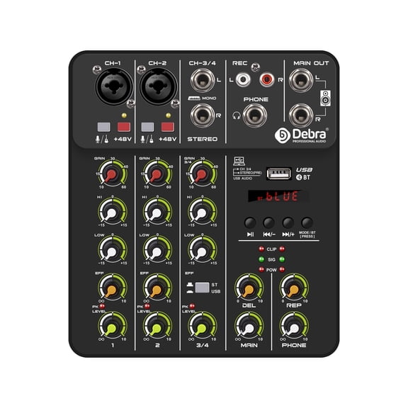 V4 Mixer DJ Controller Mixing Bluetooth Phantom Power Delay Repaeat Effect For Sound Mixing Console PC Recording ,Easy to Operate
