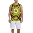 thumbnail image 4 of Easygdp Yellow Mandala Men's Mesh Basketball Jersey Quick Drying Sleeveless Shirts Fitted Muscle Tank Tops Sport Round Neck T-Shirt - Medium, 4 of 9