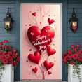 thumbnail image 5 of Red Heart Valentine's Day Banner Romantic Heart Backdrop Pink Background Gold Leaves Love Display for Valentine's Day Party Romantic Date Photo Shoot, 5 of 9