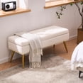 thumbnail image 5 of Velvet Storage Bench with Gold Legs and Nailhead Trim, 40" Wide Upholstered Modern Bedroom Bench for End of Bed, Tufted Ottoman for Entryway Living Room Dining Room, 5 of 8