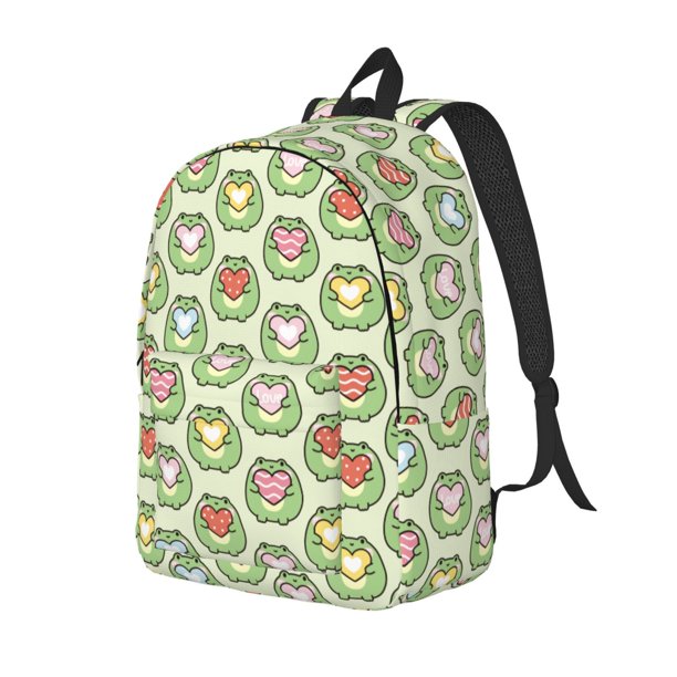 Balery Cute Chubby Frog Mochila Clásica Impresa Básica para Viaje, Mochila Escolar Resistente al Agua, Mochila de Lona con Correas Ajustables-Medium