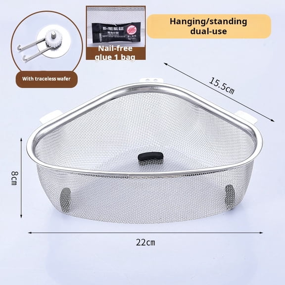 Stainless steel sink storage drain basket, dishwashing sink leftovers, anti-clogging strainer basket