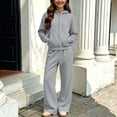 thumbnail image 6 of Sakuulaan Girls 2‑Piece Fleece Tracksuit Set, Full‑Zip Hooded Jacket & Relaxed Pants, Warm Polyester Casual Outfit for Kids 5‑14 Years, 6 of 8