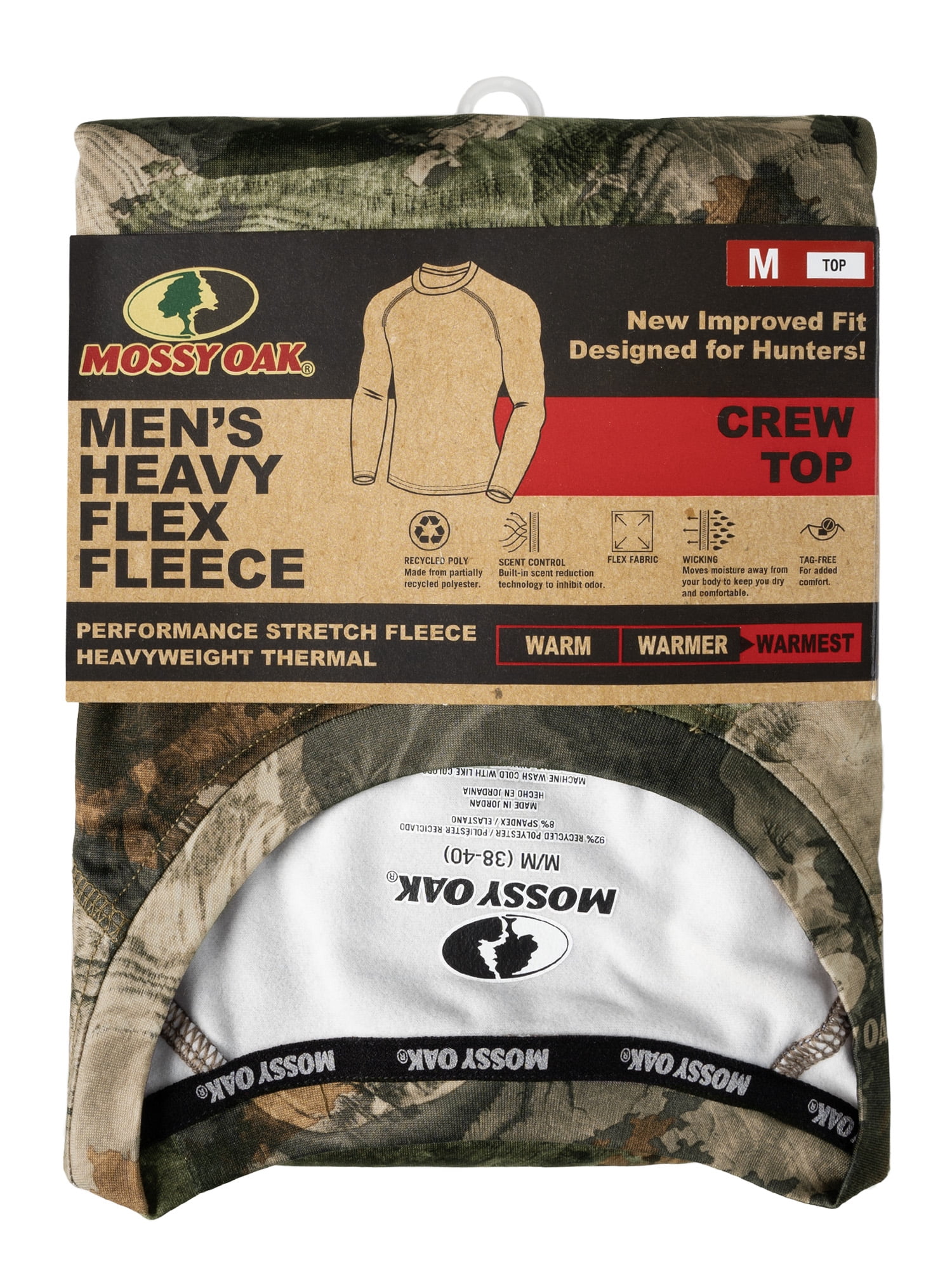 Mossy Oak Men's Heavyweight Fleece Base Layer Thermal Shirt, Mossy Oak Terra Gila, XL