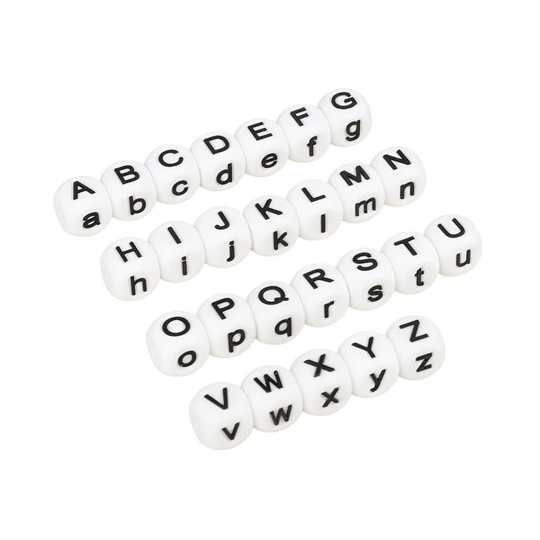 26 Pieces Silicone English Alphabet Beads DIY Decor Durable Practical Studio Loose Bead Crafts for Jewelry Bracelet Necklace Bangle Making, Women's