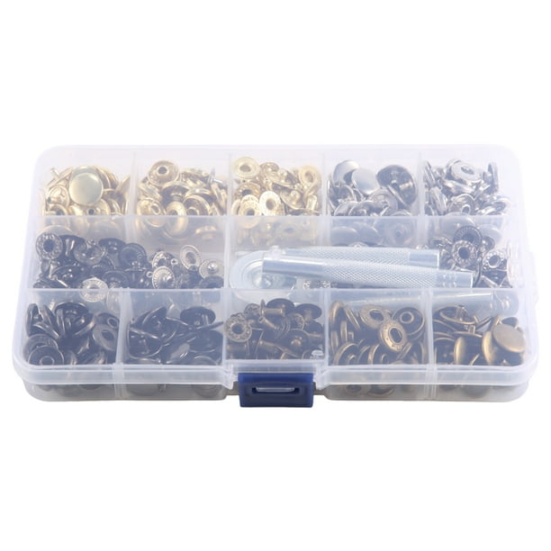 100 Set Leather Snap Fasteners Kit, 12.5Mm Metal Button Snaps Press