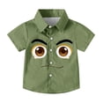 thumbnail image 3 of Chemise à Manches Courtes pour Enfants avec Poche et Imprimé, Haut Décontracté à Col Rond pour Garçons et Filles, Âges 2-15 Ans en Vert Armée, 3 of 8