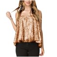 thumbnail image 4 of AherBiu Sequin Tank Tops for Women Sparkly Ruffle Flowy Tops Spaghetti Strap Party Shirts Club Wear, 4 of 7