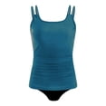 thumbnail image 4 of QURATI Swimwear Womens Bikini Swimsuits Two Piece Bathing Suit Double Straps Solid Color Swim Tank Tops Swimwear S 2XL Blue M, 4 of 6