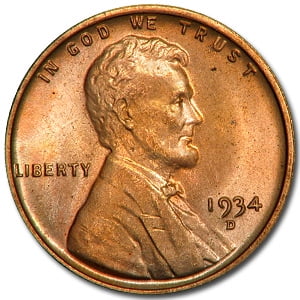 1934-D Lincoln Cent BU (Red)