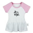 thumbnail image 4 of Pack of 2, New To The Cousin Crew & My Big Sister Has Paws Funny Dresses For Baby, Newborn Babies Skirts, Infant Princess Dress, Toddler Frocks (Pink Raglan Dresses, 6-12 Months), 4 of 5