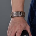 thumbnail image 4 of Mens Viking Wide Leather Bracelet Wristband Punk Alloy Bangle Adjustable Gift, 4 of 5