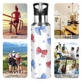 thumbnail image 5 of 1000ML Transparent Sports Water Bottle with Handle & Straw Portable Water Bottle for Outdoor Camping Gym Hand-drawn Bows, 5 of 7
