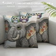 thumbnail image 3 of Creowell Throw Pillow Cover Cute Cartoon Elephant and Owls on a Flowers Pillow Case Decorative Outdoor Cushion Couch Sofa Pillowcases, 3 of 5