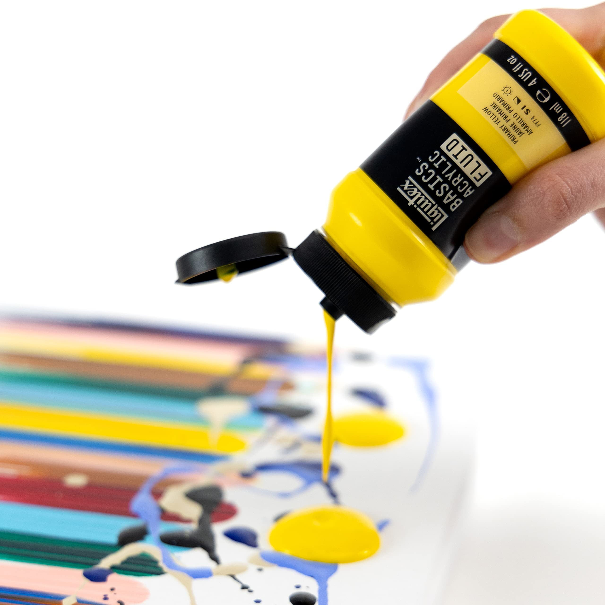 Liquitex BASICS Fluid Acrylic Paint, Basic Colors, 118 mL Bottles, Set of 6