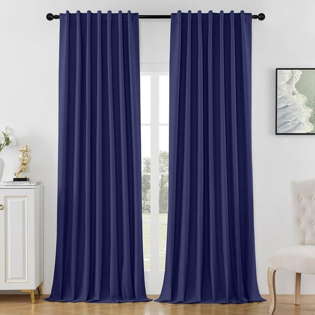 Cortinas Joydeco de Lino Azul Marino 213x213 cm Aislantes Térmicas