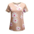 thumbnail image 4 of Dyegold Vintage Tees For Women Floral Print Short Sleeve Crewneck Tops Shirts Plus Size Retro Graphic Tshirts Casual Blouse, 4 of 5