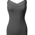 thumbnail image 3 of FashionOutfit Women's Solid Soft Stretch Spaghetti Strap Lace Trim Tank Top, 3 of 3