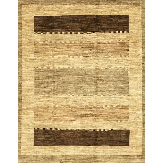 Ahgly Company Indoor Rectangle Abstract Chrome Gold Yellow Abstract Area Rugs, 5' x 7'