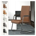 thumbnail image 4 of LeisureMod Aleen Mid-Century Modern Office Chair with Upholstered Seat and Metal Armrest (Dark Brown), 4 of 7