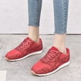 thumbnail image 6 of IEMIEMIEM Women's Glitter Sneakers 2026 Comfortable Non Slip Lace up Casual Flat Sparkle Walking Shoes Red 5.5 Wide, 6 of 6