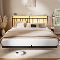 thumbnail image 3 of GUNAITO King Size Floating Bed Frame Metal Platform Bed with LED Lights & Charging Station Modern Bed with Headboard and Under-bed Storage Black, 3 of 9