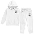 thumbnail image 5 of lnmuld Two Piece Girls Outfits Solid Color Casual Print Hoodie and Pants Tracksuit Set Soft Warm Jogger Outfit for Kids Youth Fashion Playwear Daily Wear Size:2-3 Years, 5 of 6