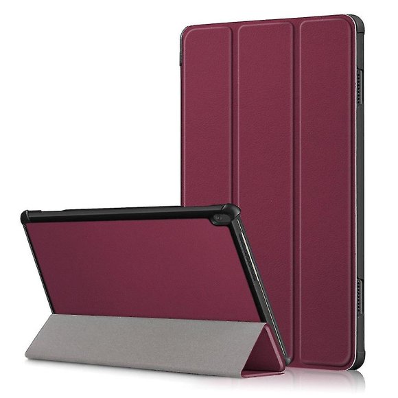 Wine Red Pu Case With Tri-fold Stand For Lenovo Tab M10 Tb-x605f / Tb-x505