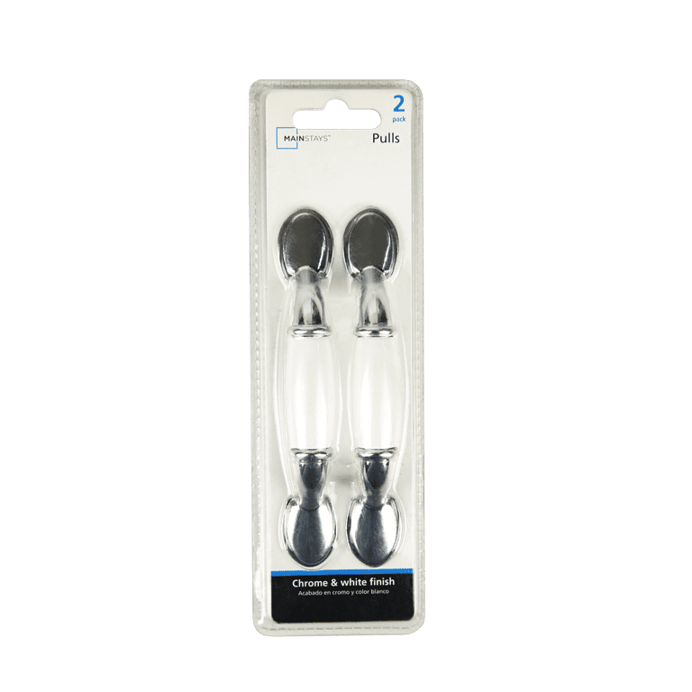 Mainstays Classic Cabinet Pull, Chrome And White, 2 Pack photo 4