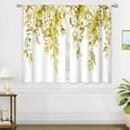 thumbnail image 4 of Yellow Eucalyptus Botanical Leaves Floral Kitchen Window Curtains Over Sink Farmhouse Flower Leaf Small Window Treatment Cafe Short Curtains for Bathroom Treatment Tier Drapes 27.5x39 inch, 4 of 6
