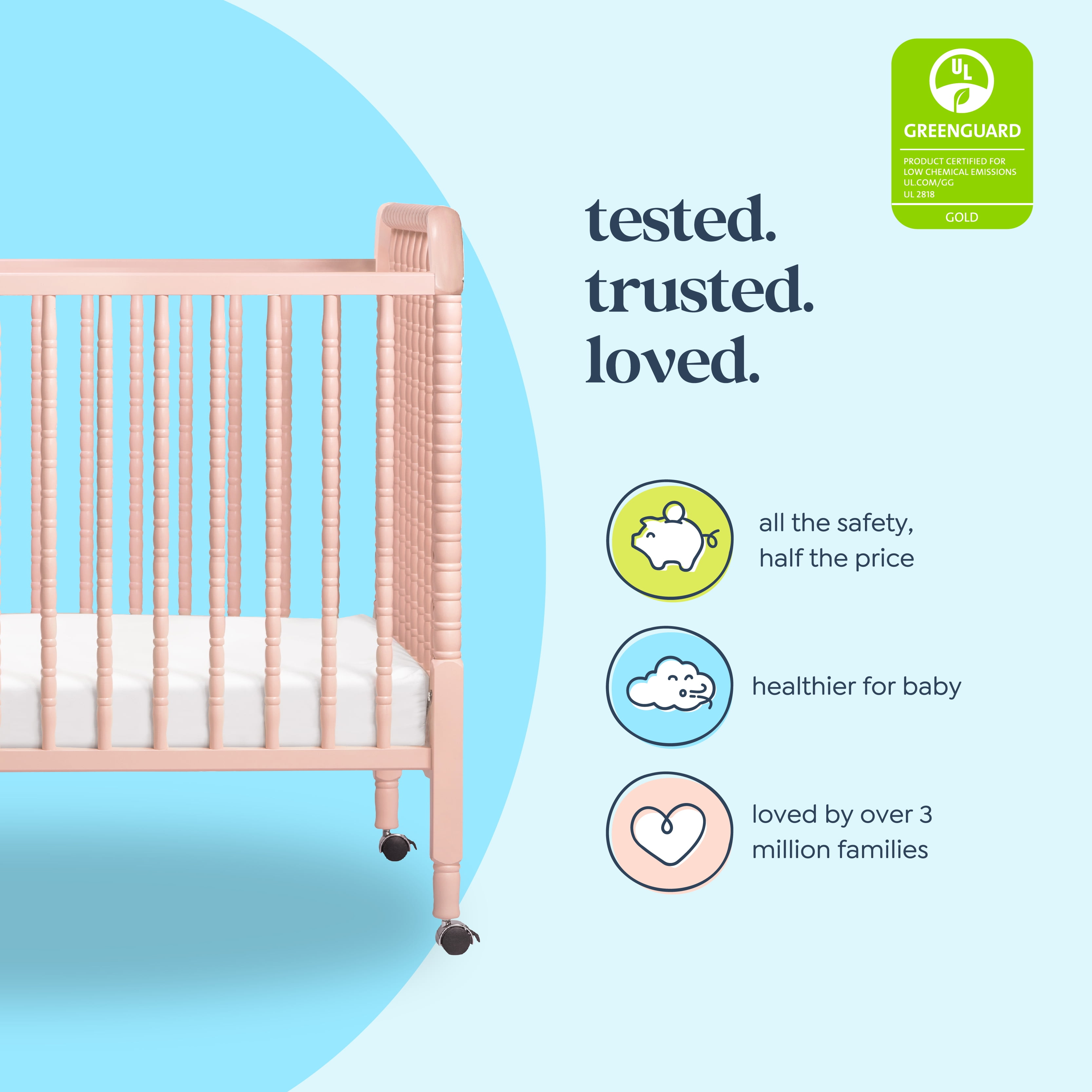 DaVinci Jenny Lind 3-in-1 Convertible Crib in Pink Blush