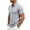 Gray, variant on Men's Slim-Fit Ribbed Collared Shirt, Striped Cuff Trim, 3-Button Placket Short Sleeve Top for Casual & Business Casual Gray S