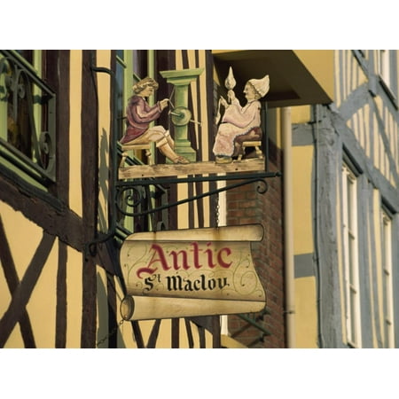 Sign Outside Antique Shop in Rue Martainville, Rouen, Seine-Maritime, Haute Normandie, France Print Wall Art By Tomlinson