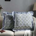 thumbnail image 2 of SUSIELADY Modern Farmhouse Pillow Covers Decorative Cotton Throw Pillow Covers Set of 2 18x18 Inch with Ruffle for Couch Sofa Bed Living Room Home Decor, Light Steel Blue, 2 of 7